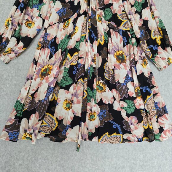 By Anthropologie Womens Long Sleeve Tiered V-Neck Tunic Boho Flowy Mini Dress - Picture 5 of 12